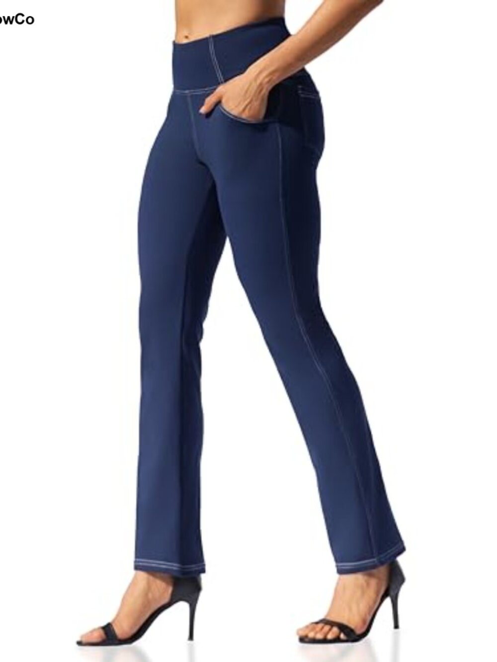 Straight Leg High Waisted Yoga Pants with Pockets